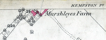 Part of Marsh Leys Farm on a map of 1883